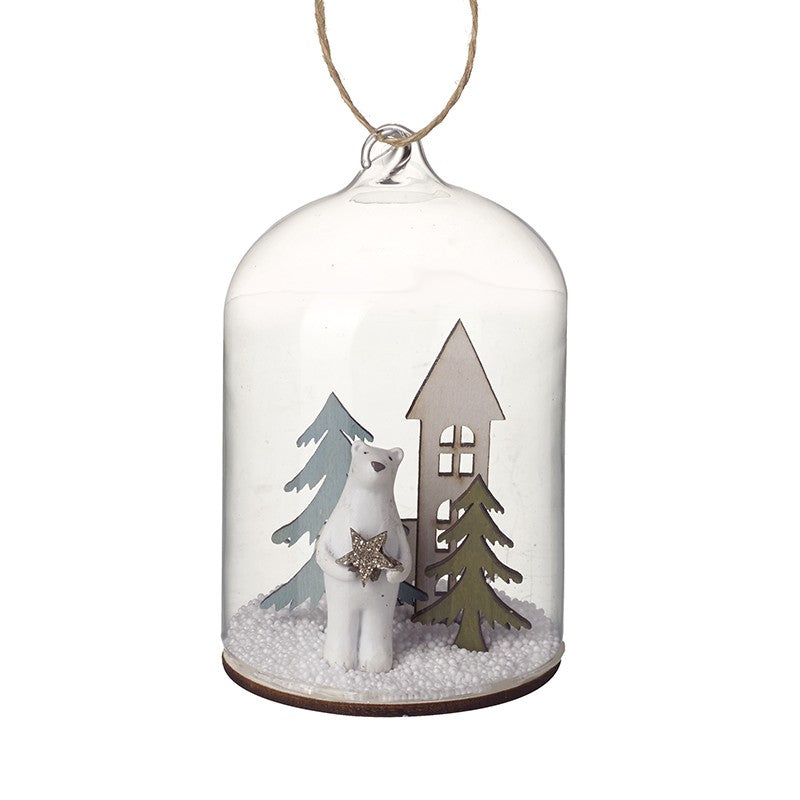 Polar Bear In Hanging Glass Dome - stoneandcoshop