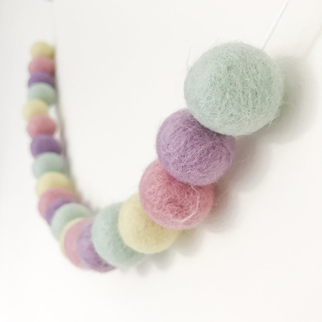 Stone and Co Felt Ball Pom Garland in Pastel Heaven - stoneandcoshop