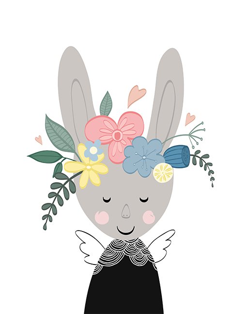 Bunny In Bloom A4 Print By Mini Learners - stoneandcoshop