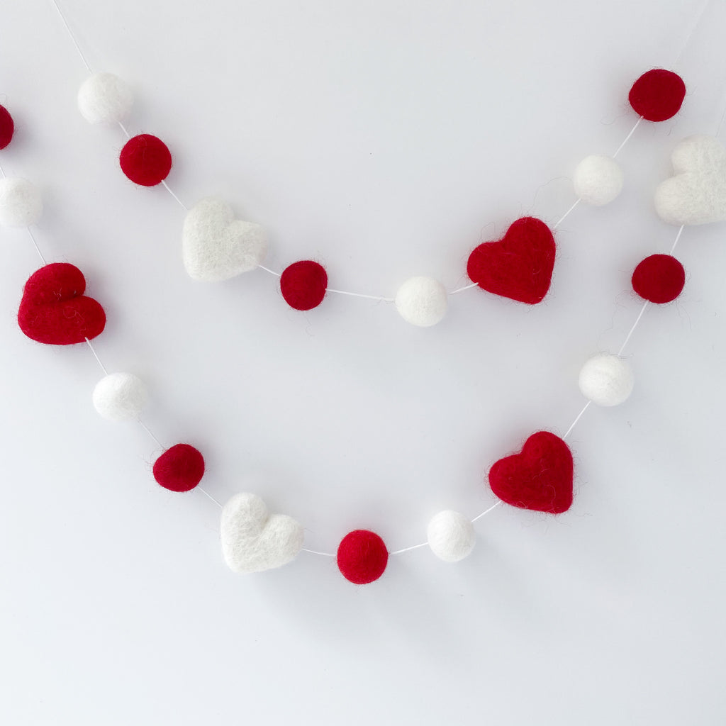 Heart Garland in Red and White by Stone and Co