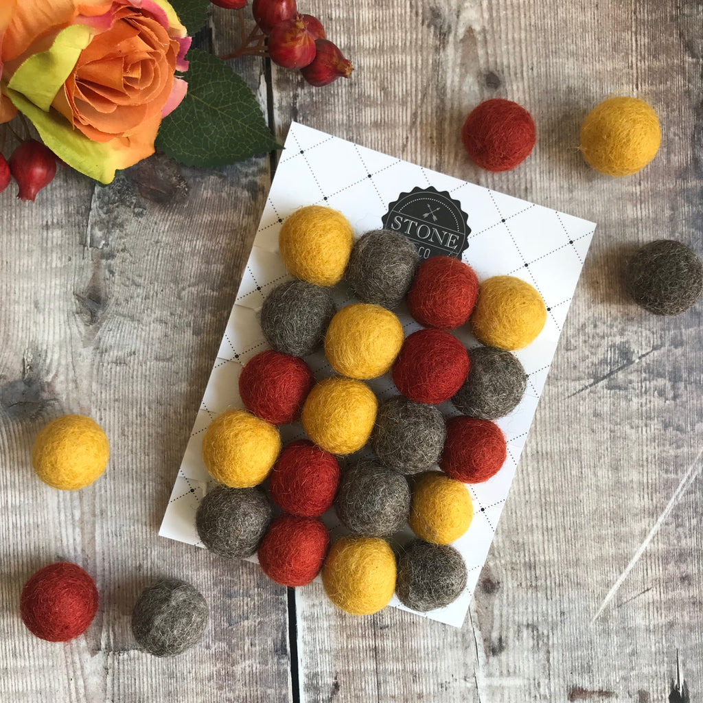Stone and Co Felt Ball Autumn Pom Pom Garland - Copper, Mustard and Stone - stoneandcoshop