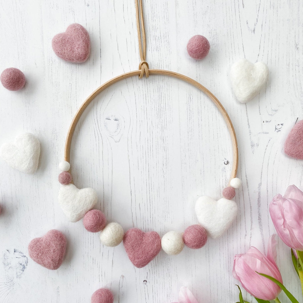 Heart Hoop In Dusty Pink and White.  By Stone & Co