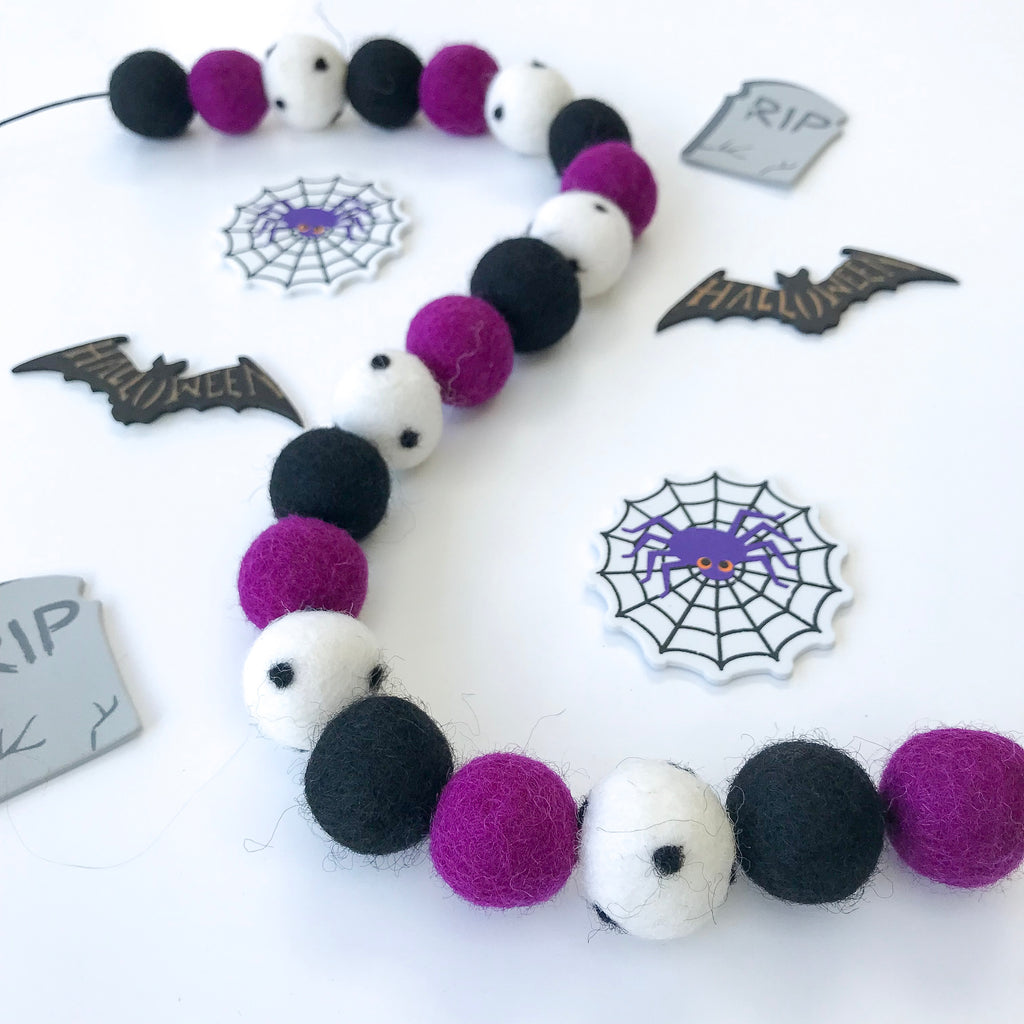 Stone and Co Felt Ball Halloween Pom Pom Garland - Limited Edition Boo! Garland - stoneandcoshop
