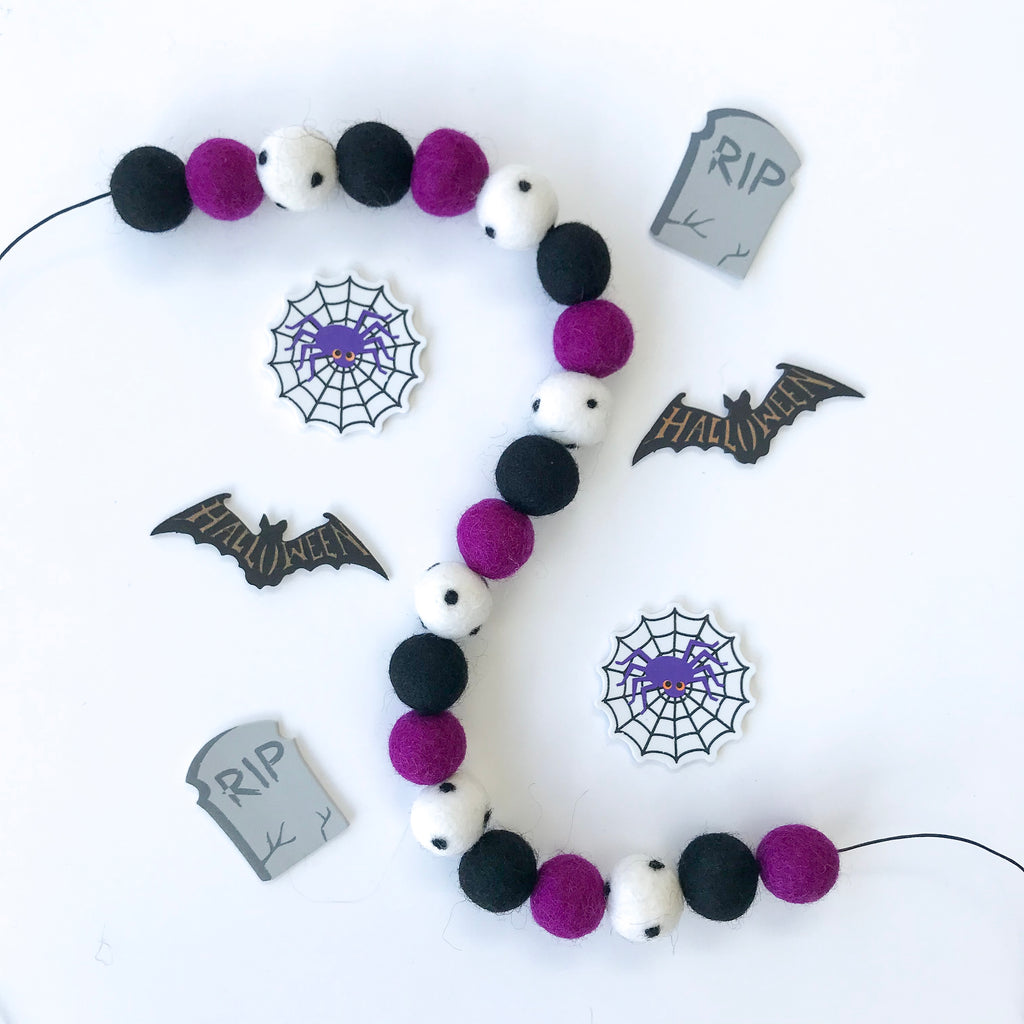 Stone and Co Felt Ball Halloween Pom Pom Garland - Limited Edition Boo! Garland - stoneandcoshop