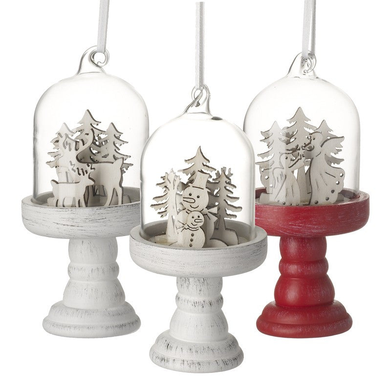 Set of 3 Christmas Scene Hanging Glass Domes - stoneandcoshop
