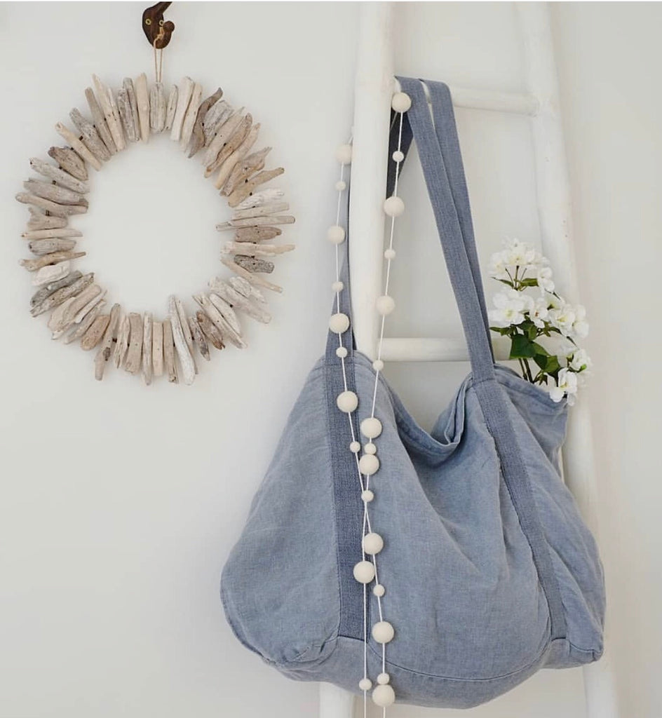 Stone and Co Felt Ball Pom Garland White Mix - stoneandcoshop