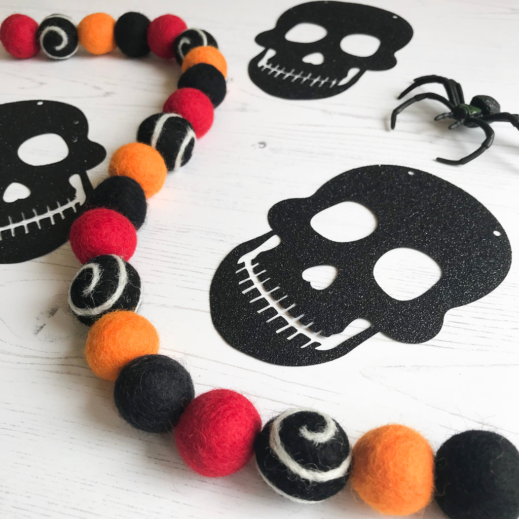 Stone and Co Felt Ball Halloween Pom Pom Garland - Limited Edition Trick or Treat - stoneandcoshop