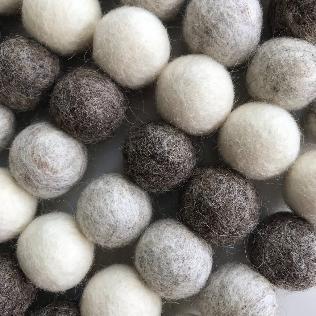 Stone and Co Felt Ball Pom Garland Light Naturals Browns - stoneandcoshop