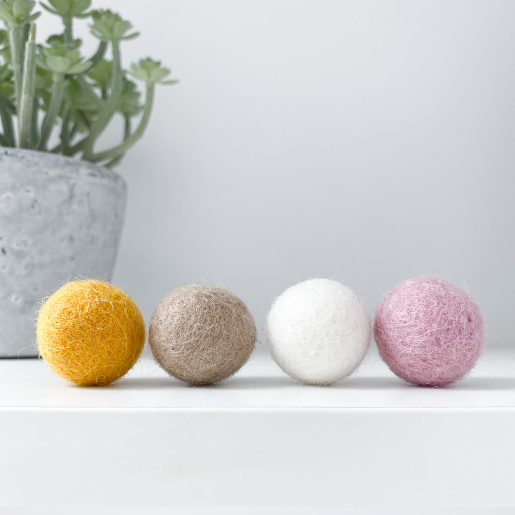 Felt Ball Pom Pom Garland Nude, Mustard, Pink and Natural White By Stone and Co