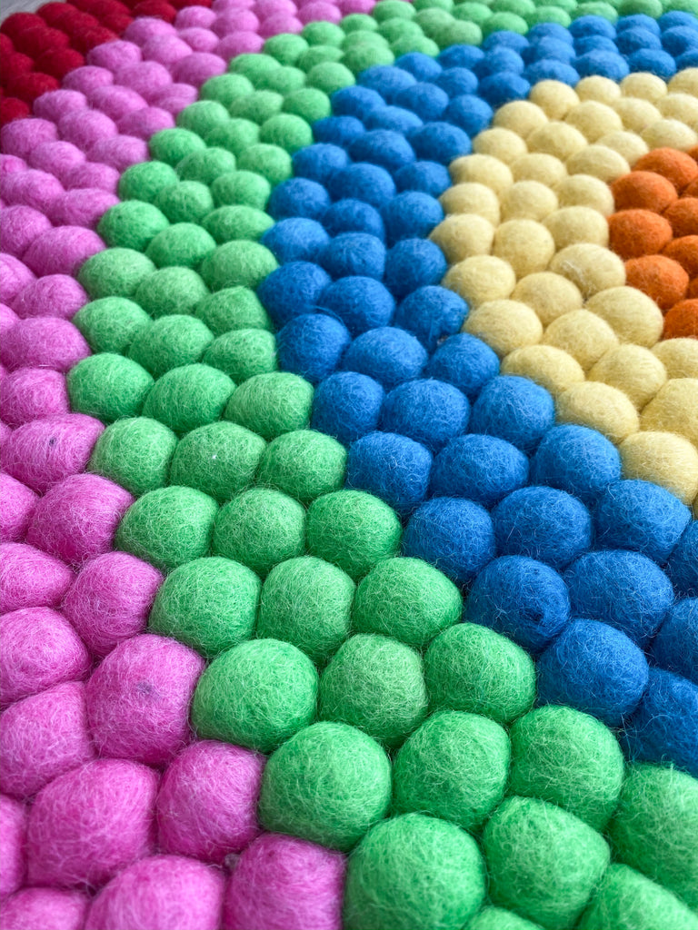 Rainbow Felt Ball Rug - stoneandcoshop