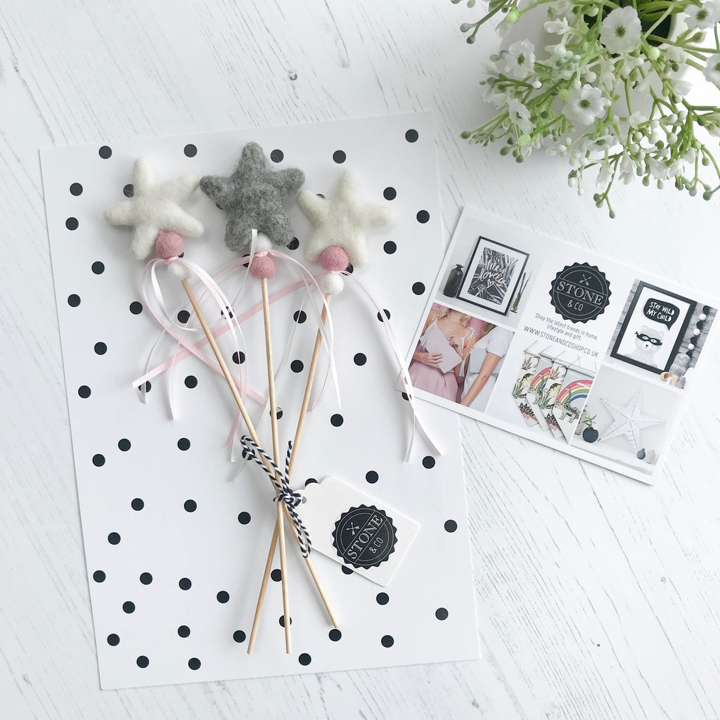 Felt Star Fairy and Wizard Wands - stoneandcoshop